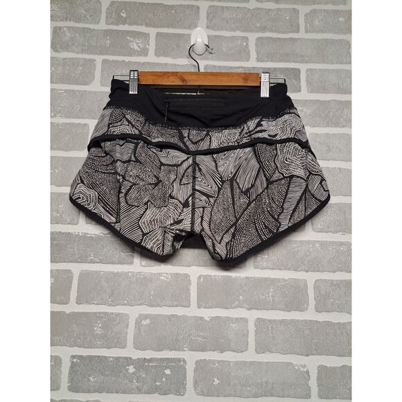 Lululemon Speed Shorts Patterned Floral Black Athletic Running Shorts Women's 4 - Picture 5 of 12